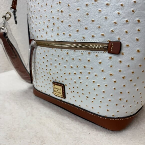 DOONEY & BOURKE Hobo Handbag in Bone Italian Leather Ostrich NEW - Picture 3 of 12